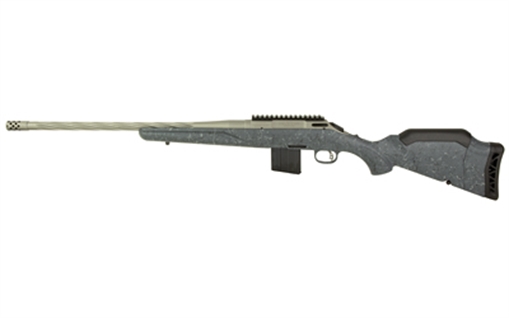 Picture of Ruger American Generation II, Bolt Action Rifle, 6.5 Grendel, 20" Spiral Fluted Barrel, 1:8" Twist, Threaded 5/8"-24, Muzzle Brake, Cerakote Finish, Gunmetal , Gray Splatter Synthetic Stock, Manual Safety, Picatinny Rail, 10 Rounds, 1 Magazine 46911