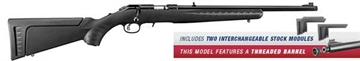 Picture of Ruger American Rimfire Standard, Bolt-Action Rifle, 17 HMR, 18" Threaded Barrel, 1/2" x 28 Thread Pitch, Satin Blued Finish, Alloy Steel, Black Composite Stock, Adjustable Rear & Fiber Optic Front Sight, 9Rd 08312