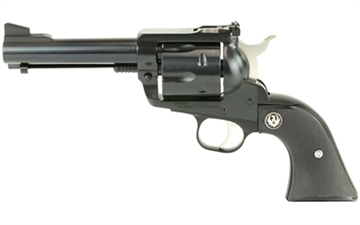 Picture of Ruger Blackhawk Convertible, Single Action Only, Revolver, 45 Long Colt/45 ACP, 4.6" Barrel, Alloy Steel, Blued Finish, Black Checkered Hard Rubber Grips, Ramp Front and Adjustable Rear Sights, 6 Rounds, Includes Extra 45 Auto Cylinder 00446