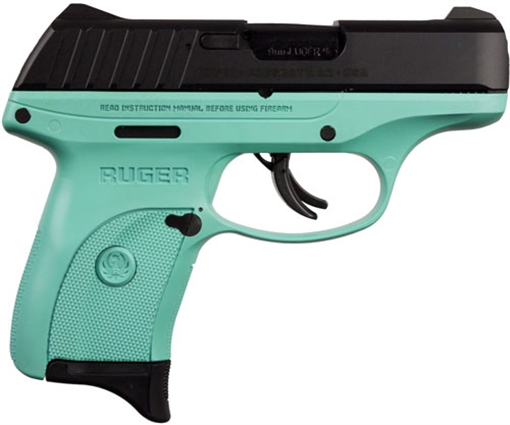 Picture of Ruger EC9s, TALO Edition, Striker Fired, Semi-automatic, Polymer Frame Pistol, Compact, 9MM, 3.1" Barrel, Cerakote Finish, Turquoise, Integral Fixed Sights, 7 Rounds, 1 Magazine 03285