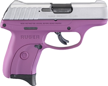 Picture of Ruger EC9s Compact Frame 9mm Luger 7+1, 3.12" Black Steel Barrel, Aluminum Cerakote Serrated Steel Slide, Purple Polymer Frame, Purple Grip, Manual/Trigger Safety, Right Hand 3295