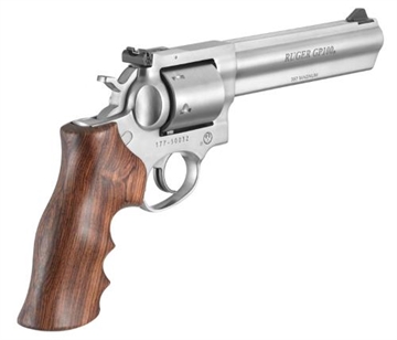 Picture of Ruger GP100, TALO Edition, Double/Single Action, Revolver, 357 Magnum, 6" Barrel, Steel, Satin Finish, Silver, Hogue Walnut Grip, Ramp Front and Adjustable Rear Sights, 6 Rounds 01759