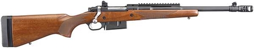 Picture of Ruger Scout Rifle, Bolt Action Rifle, 450 BUSHMASTER, 16.1" Barrel, Matte Black Finish, Walnut Stock, Adjustable Rear Sight & Protected Blade Front Sight, 4Rd, Right Hand 06837
