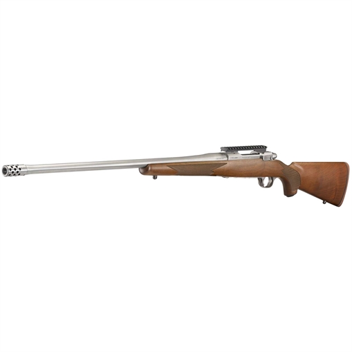 Picture of Ruger Hawkeye Hunter, Bolt Action Rifle, 300 Winchester Magnum, 24" Free Float Cold Hammer Forged Barrel, 5/8X24 Threads, Satin Stainless Finish, Walnut Stock, Right Hand, LC6 Trigger Installed, 3Rd, Weighs 8.1lbs 57109