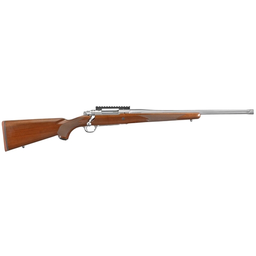 Picture of Ruger Hawkeye Hunter, Bolt Action Rifle, 308 Winchester, 20" Free Float Cold Hammer Forged Barrel, 5/8X24 Threads, Satin Stainless Finish, Walnut Stock, Right Hand, LC6 Trigger Installed, 4Rd, Weighs 7lbs 57107