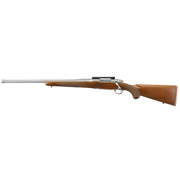 Picture of Ruger Hawkeye Hunter Full Size 6.5 Creedmoor 3+1 22" Satin Stainless Steel Threaded Barrel, Picatinny Rail Steel Receiver, Fixed American Walnut w/Pistol Grip Stock, Left Hand 57120
