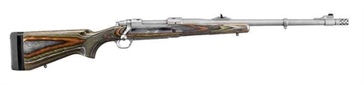 Picture of Ruger Guide Gun, Bolt-Action Rifle, 416 Ruger, 20" Barrel, Hawkeye Matte Finish, Stainless Steel, Green Mountain Laminate Stock, Adjustable Rear & Bead Front Sight, 3Rd, Includes Scope Rings 7366760 47130