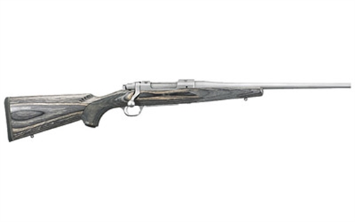 Picture of Ruger Hawkeye Laminate Compact, Bolt-Action Rifle, 7mm-08 Rem, 16.5" Barrel, Hawkeye Matte Stainless Finish, Stainless Steel, Black Laminate Stock, 4Rd, Includes Scope Rings 17111