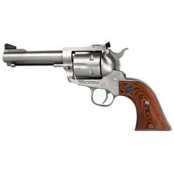 Picture of Ruger Blackhawk, Single Action Only, Revolver, 357 Magnum, 4.62" Barrel, Stainless Steel, Satin Finish, Silver, Hardwood Grips, Ramp Front and Adjustable Rear Sights, 6 Rounds 00309