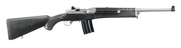 Picture of Ruger Mini-14 Ranch Rifle, Semi-Automatic Rifle, 5.56NATO/223Rem, 18.5" Barrel, Matte Stainless Finish, Stainless Steel, Black Synthetic Stock, Adjustable Rear & Blade Front Sight, Includes Picatinny Rail/Scope Rings/2 Mags, 20Rd 05817