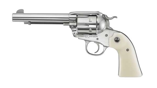 Picture of Ruger Vaquero Bisley, Single Action Only, Revolver, 45 Long Colt, 5.5" Barrel, Stainless Steel, High-Gloss Finish, Simulated Ivory Grips, Blade Front and Integral Rear Sights, 6 Rounds 05129