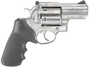 Picture of Ruger Super Redhawk Alaskan, Double/Single Action, Revolver, 454 Casull, 2.5" Barrel, Stainless Steel, Satin Finish, Silver, Hogue Tamer Monogrip Grip, Adjustable Rear & Ramp Front Sight, 6 Rounds, KSRH-2454 05301