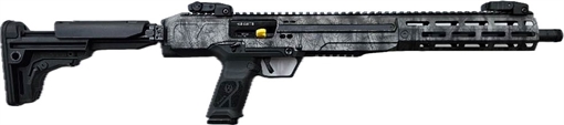 Picture of Ruger LC Carbine, Frazzled, TALO Exclusive, Semi-automatic Rifle, 45 ACP, 16.25" Barrel, Threaded .578X28, Ruger Radial Port Muzzle Brake, Anodized Finish, Frazzled Silver, M-LOK Handguard, Magpul MOE SL Stock, Front/Rear Ruger Rapid Deploy Sights, 13 Rounds, 1 Magazine 19317