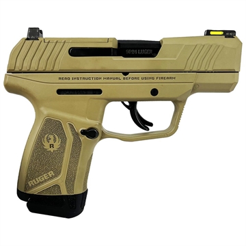 Picture of Ruger Max-9 Optic Ready Handgun 9mm Luger 12rd Magazine 3.2" Barrel Fiber Optic Sights FDE Manual Safety 3500 MODFDE