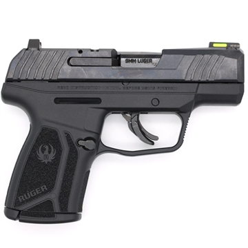 Picture of Ruger MAX-9, Striker Fired, Semi-automatic, Polymer Frame Pistol, Sub-Compact, 9mm, 3.2" Barrel, Loaded Chamber Indicator, Black Oxide Finish, Front TFO Night Sight, Thumb Safety, Magazine Disconnect, 10 Rounds, 2 Magazine, California Compliant 03518