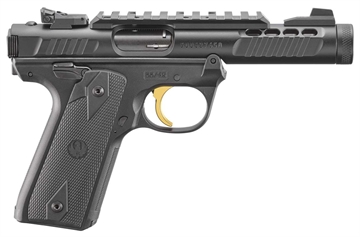 Picture of Ruger Mark IV, 22/45 Lite, Single Action, Semi-automatic, Polymer Frame Pistol, 22LR, 4.4" Threaded Barrel, Anodized Finish, Black, Checkered Grips, Adjustable Rear Sight, Ambidextrous Safety, 10 Rounds, 2 Magazines 43956