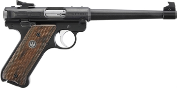 Picture of Ruger Mark IV 75th Anniversary Target 22 LR 10+1 6.88" Stainless Tapered Target Barrel, Blued Aluminum Frame, Drilled & Tapped, Checkered Wood Laminate Grip, Ambidextrous 40175