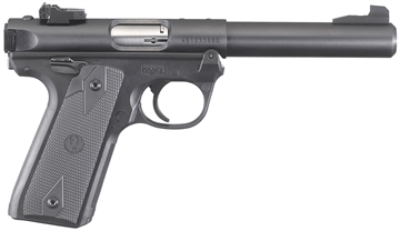 Picture of Ruger Mark IV 22/45, Single Action, Semi-automatic, Polymer Frame Pistol, Full Size, 22LR, 5.5" Barrel, Bull Barrel, Blued Finish, Checkered Synthetic Grips, Adjustable Rear Sight, 10 Rounds, 2 Magazines, California Compliant 40187