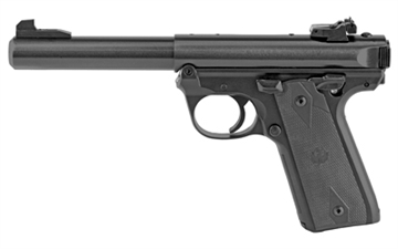 Picture of Ruger Mark IV 22/45, Single Action, Semi-automatic, Polymer Frame Pistol, Full Size, 22LR, 5.5" Barrel, Bull Barrel, Blued Finish, Checkered Synthetic Grips, Adjustable Rear Sight, 10 Rounds, 2 Magazines 40107