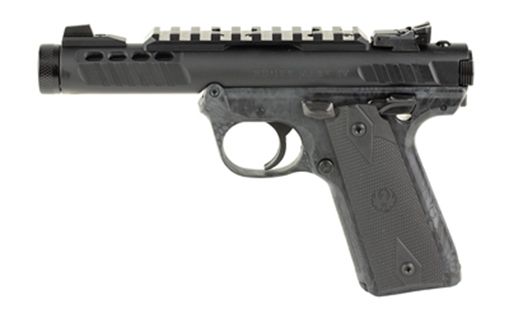 Picture of Ruger Mark IV 22/45 Lite, Semi-Automatic Pistol, Polymer Frame, Single Action Only, 22 LR, 4.4" Threaded Barrel, 1/2x28, Anodized Finish, Black Frame, Kryptek Typhon Frame, Optic Ready, Ambidextrous Safety, 10 Rounds, 2 Magazines 43958