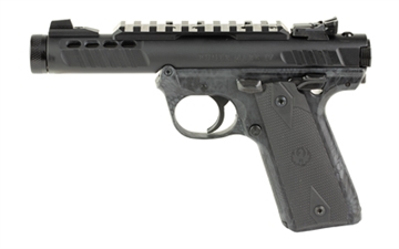 Picture of Ruger Mark IV 22/45 Lite, Semi-Automatic Pistol, Polymer Frame, Single Action Only, 22 LR, 4.4" Threaded Barrel, 1/2x28, Anodized Finish, Black Frame, Kryptek Typhon Frame, Optic Ready, Ambidextrous Safety, 10 Rounds, 2 Magazines 43958