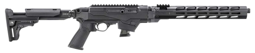 Picture of Ruger PC Carbine, Semi-automatic Rifle, 9MM, 16.12" Cold Hammer Forged Fluted Barrel, Threaded 1/2X28, Anodized Finish, Black, Folding Adjustable Stock, M-LOK Handguard, 10 Rounds, 1 Ruger SR Series Magazine, Includes Additional Glock Magazine Well 19141