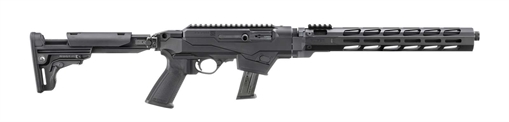 Picture of Ruger PC Carbine, Semi-automatic Rifle, 9MM, 16.12" Cold Hammer Forged Fluted Barrel, Threaded 1/2X28, Anodized Finish, Black, Folding Adjustable Stock, M-LOK Handguard, 17 Rounds, 1 Ruger SR Series Magazine, Includes Additional Glock Magazine Well 19140