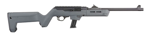 Picture of Ruger PC Carbine, Magpul Backpacker, Semi-automatic, Rifle, 9MM, 16.12", Fluted Barrel, 1/2x28 Threaded, Black, Stealth Gray Magpul Backpacker Stock, Adjustable Ghost Ring Rear Sight, Blade Front Sight, 10 Rounds, 1 Magazine 19134