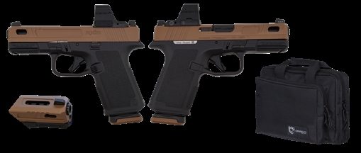 Picture of RUGER RXM 9MM PISTOL 4" TACPAC BLACK/TAN, OSIGHT OPTIC, DRAGO BAG, 2-15RD MAGS 19415-TACPAC