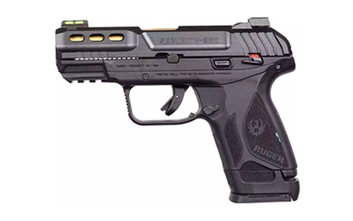 Picture of Ruger Security-380, Single Action Only, Semi-automatic, Polymer Frame Pistol, Compact, 380 ACP, 3.42" Gold Barrel, Black Oxide Slide Finish, Fiber Optic Front and Drift Adjustable Rear Sights, Manual Safety and Integrated Trigger Safety, 2 Magazines, (1)-15 Rounds and (1)-10 Rounds 03856