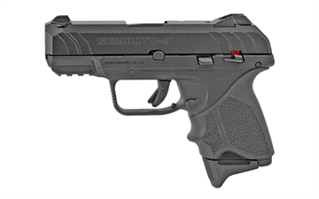 Picture of Ruger Security-9, Single Action Only, Semi-automatic, Polymer Frame Pistol, Compact, 9MM, 3.42" Barrel, Black Oxide Finish, Adjustable Rear Sight/Fixed Front Sight, Manual Safety and Integrated Trigger Safety, 10 Rounds, 2 Magazines, Hogue Beavertail HandALL Grip Sleeve Included, Right Hand 03829