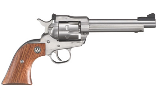 Picture of Ruger Single-Six Convertible, Single Action Only, Revolver, 22LR/22 WMR, 5.5" Barrel, Stainless Steel, Satin Finish, Silver, Hardwood Grips, Adjustable Rear & Ramp Front Sight, 6 Rounds 00625