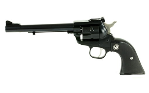 Picture of Ruger Single-Six Convertible, Single Action Only, Revolver, 22LR/22 WMR, 6.5" Barrel, Alloy Steel, Blued Finish, Black Checkered Hard Rubber Grips, Adjustable Rear & Ramp Front Sight, 6 Rounds 00622