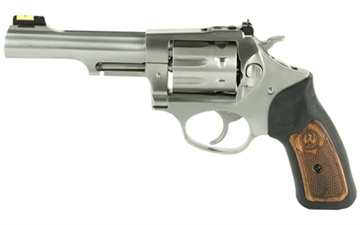 Picture of Ruger SP101, Double/Single Action, Revolver, Small Frame, 22LR, 4.2" Barrel, Stainless Steel, Satin Finish, Silver, Rubber Grips with Wood Inlay, Fiber Optic Front and Adjustable Rear Sights, 8 Rounds, KSP-242-8 05765