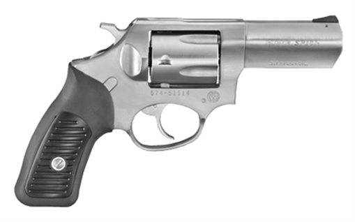 Picture of Ruger SP101, Double/Single Action, Revolver, Small Frame, 357 Magnum, 3" Barrel, Stainless Steel, Satin Finish, Silver, Black Rubber Grips with Polymer Inlay, Black Ramp Front and Fixed Rear Sights, 5 Rounds, KSP-331X 05719