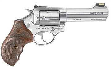 Picture of Ruger SP101 Match Champion, Double/Single Action, Revolver, Small Frame, 357 Magnum, 4.2" Barrel, Full Lug Barrel, Stainless Steel, Gloss Stainless Finish, Altamont Stippled/Checkered Hardwood Grips, Fiber Optic Front and Adjustable Rear Sights, 5 Rounds 05782