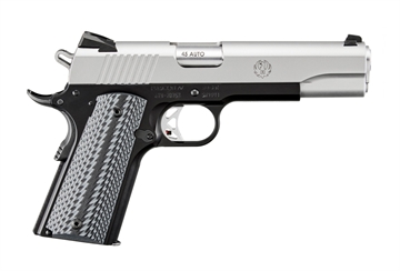Picture of Ruger SR1911, Semi-Automatic, Aluminum Frame Pistol, 1911, 45 ACP, 5" Barrel, Anodized Finish, Black, Low-Glare Stainless Slide, G10 Grips, Extended Thumb Safety, Skeletonized Trigger, Drift Adjustable Novak 3 Dot Sights, 2 Magazines, (1) 8 Round, (1) 7 Round, Bushing Wrench 06792
