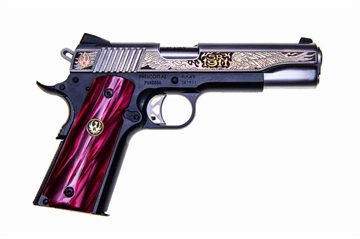 Picture of RUGER SR1911 PHOENIX 45 ACP 5IN BARREL 8RD ENGRAVED SLIDE CUSTOM RED PEARL KIRINITE GRIPS WITH RUGER MEDALLION LIMITED EDITION TALO 1 OF 800 16708 16708
