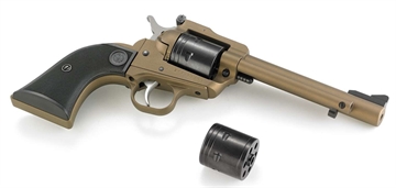 Picture of Ruger Super Wrangler, Revolver, Single Action Only, 22 LR/22 WMR, 5.5" Barrel, Cerakote Finish, Bronze, Synthetic Grips, Adjustable Sights, 6 Rounds, 2 Cylinders, (1)-22WMR and (1)-22LR 02034