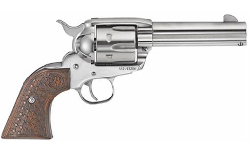 Picture of Ruger Vaquero, TALO Edition, Single Action Only, Revolver, 357 Magnum, 4.62" Barrel, Stainless Steel, High-Gloss Stainless Finish, Star Engraved Hardwood Grips, Blade Front and Integral Rear Sights, 6 Rounds 05159