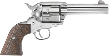 Picture of Ruger Vaquero, TALO Edition, Single Action Only, Revolver, 45 Long Colt, 4.62" Barrel, Stainless Steel, High-Gloss Stainless Finish, Star Engraved Hardwood Grips, Blade Front and Integral Rear Sights, 6 Rounds 05158