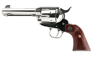 Picture of Ruger Vaquero Stainless, Single Action Only, Revolver, 45 Long Colt, 4.6" Barrel, Stainless Steel, High-Gloss Finish, Hardwood Grips, Blade Front and Integral Rear Sights, 6 Rounds 05105