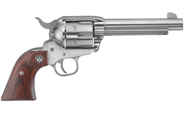 Picture of Ruger Vaquero Stainless, Single Action Only, Revolver, 45 Long Colt, 5.5" Barrel, Stainless Steel, High-Gloss Finish, Hardwood Grips, Blade Front and Integral Rear Sights, 6 Rounds 05104
