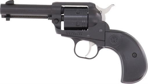 Picture of Ruger Wrangler Birdshead, Single Action Only, Revolver, 22LR, 3.75" Barrel, Aluminum Alloy, Cerakote Finish, Black, Birdshead Synthetic Grips, Integral Notch Rear Sight/Blade Front Sight, Transfer Bar Safety, 6 Rounds 02015