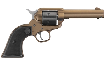 Picture of Ruger Wrangler, Single Action Only, Revolver, 22LR, 4.62" Barrel, Aluminum Alloy, Cerakote Finish, Burnt Bronze, Checkered Synthetic Grips, Integral Notch Rear Sight/Blade Front Sight, Transfer Bar Safety, 6 Rounds 02004