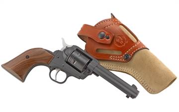 Picture of Ruger Wrangler, TALO Edition, Single Action Only, Revolver, 22LR, 4.62" Barrel, Alloy, Cerakote Finish, Cobalt, Wood Grips, Blade Front and Integral Rear Sights, 6 Rounds, DeSantis Wild Hog Holster Included 02014