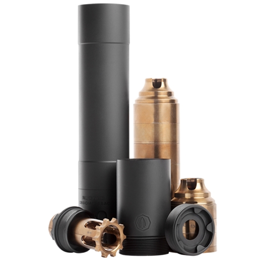 Picture of Rugged Suppressors Obsidian 45 with ADAPT Modular Technology, Pistol Suppressor, .45 ACP, Includes .578X28 Piston, Aluminum Tube, 17-4 PH Baffles, Black Cerakote Finish OBS0145