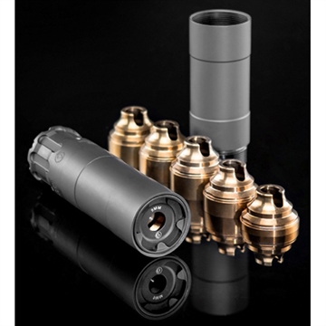 Picture of Rugged Suppressors Obsidian 9 with ADAPT Modular Technology, Pistol Suppressor, 9MM, Includes 1/2X28 Piston, Aluminum Tube, 17-4 PH Baffles, Black Cerakote Finish OBS0009