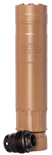 Picture of Rugged Suppressors Razor 556, Rifle Suppressor, 223 Remington/556NATO, Cerakote Finish, Flat Dark Earth, Includes M2 Muzzle Brake (1/2x28) RZRFDE556