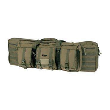 Picture of Rukx Gear Tactical Double Gun Case 42" Water Resistant Green 600D Polyester w/ Non-Rust Zippers Reinforced Velcro & Adjustable Back Straps ATICT42DGG